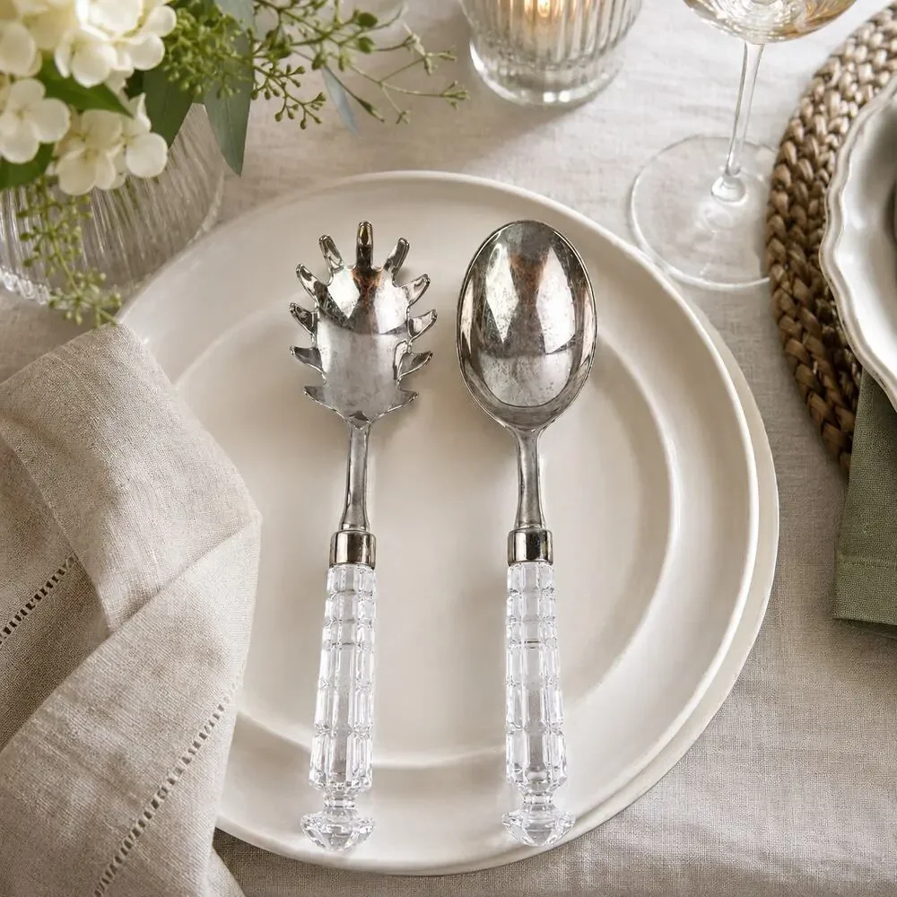 VTG Godinger Versailles Silver Plate & Crystal Serving Set Pasta Server Spoon